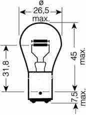 OSRAM two filament bulb 24 Volt 21/5 Watt  for stop light and tail light or Flashligt and Side marker light